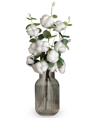 Trockenblume Echter Baumwollzweig - Baumwolle Zweig, Trockenblumen, Pampasgras Deko Baumwollzweig, Nina-Maria's Deko Gold, Höhe 53 cm, jeder Stiel hat 10 Köpfe