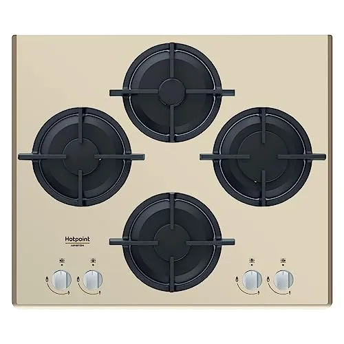 Hotpoint Ariston Gaskochfeld HAGD 61S/CH - Integriertes Gaskochfeld in Champagner mit 4 Kochzonen und leistungsstarken Gasbrennern. Ideal für präzises Kochen und einfache Handhabung durch Einhandzündung.