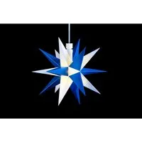 Sterntaler Dekostern Weihnachtsstern Mini-Stern Kunststoff 18-Zacker 12cm Innen LED Batterie mit Timer & Fernbedienung Weiß-blau
