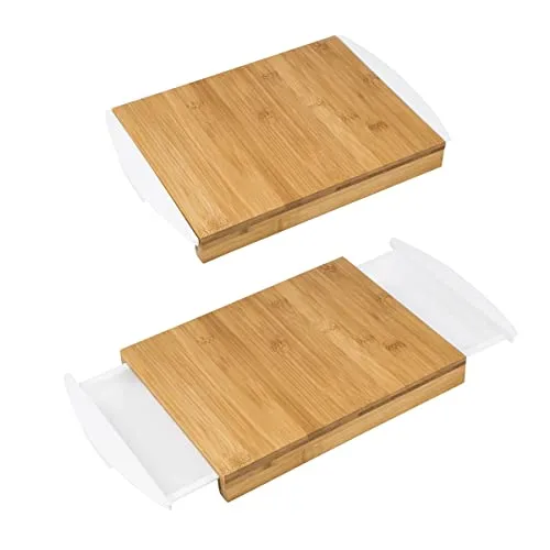 Deska do krojenia z bambusa z 2 wyjmowanymi i wyjmowanymi miseczkami z tworzywa sztucznego