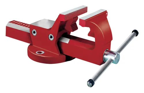 Fortis Schraubstock mit Rohrspannbacken 140 mm - Schraubstock mit speziellen Rohrspannbacken für sicheren Halt von runden Objekten, ideal für Werkstätten und Heimwerkerprojekte.