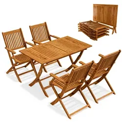 CASARIA® Gartenmöbel Set Modell 2026 – 5-teiliges FSC® Akazienholz Set mit stabiler Konstruktion - Elegante 5-teilige Sitzgruppe für 4 Personen aus FSC®-zertifiziertem Akazienholz. Klappbar, wetterbeständig und ideal für Garten, Balkon oder Terrasse. Genießen Sie entspannte Stunden im Freien!