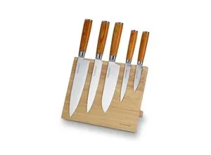 Echtwerk Damastmesser Set 5TLG mit Magnet-Messerblock in silber von ECHTWERK