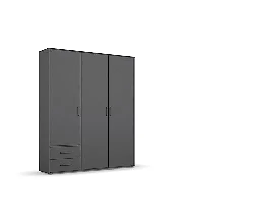 Drehtürenschrank RAUCH Voyager - Kleiderschrank in Grau - Kleiderschränke, modernes Design mit graumetallic Griffen und 3 Türen für optimalen Stauraum, Made in Germany und pflegeleicht.