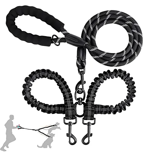 EPROICKS Doppelleine Keine Verwicklung, Reflektierend Hundeleine für Zwei Hunde, Doppelt Leine mit Gepolsterte Griffe, Hochelastisch Kurzhalter, für Zwei Hunde Zum Spazierengehen/Trainieren