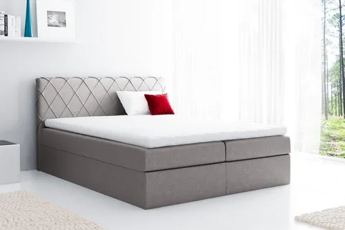 Boxspringbett 200x200 cm in Grau - Modernes Ehebett - Stylisches Boxspringbett mit komfortabler Liegefläche von 200 x 200 cm. Ideal für entspannte Nächte, gefertigt aus hochwertigem Holz und pflegeleichtem Polyester.