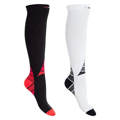 CFLEX Herren & Damen Sport Strümpfe (2 Paar) Kompressions Kniestrümpfe - Weiss-Grau und Schwarz-Rot Mix 43-46