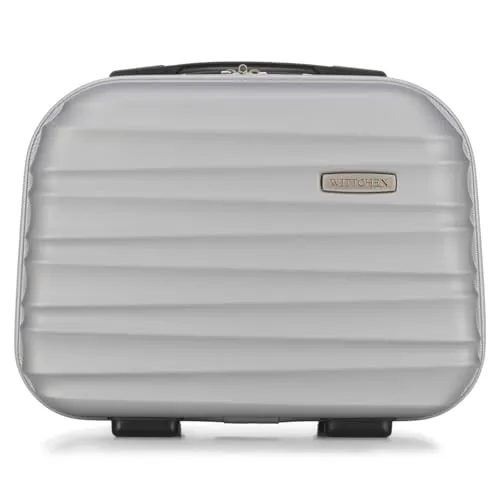 WITTCHEN Kosmetikkoffer Groove Line grau - Gepäck-Sets: Elegante Kosmetiktasche aus robuster ABS-Hartschale mit praktischem Innenraum für optimale Organisation und abnehmbarem Schultergurt für flexibles Tragen.