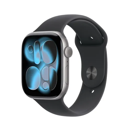 Apple Watch Series 11 46 mm Grau mit Sportarmband S/M in schwarz von Apple