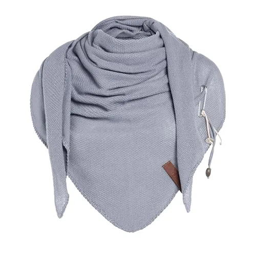 KNIT FACTORY Lola Dreieckstuch - Feinstrick Damen Schal für Frühling & Sommer - Leichter Baumwollmix-Schal für die warme Jahreszeit, ideal für Frühlings- und Sommeroutfits. Übergröße ermöglicht vielseitige Drapierung, hochwertig verarbeitet mit luxuriösem Festonmuster.