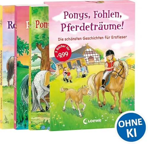 Leselöwen - Ponys, Fohlen, Pferdeträume!: Die schönsten Geschichten zum Lesenlernen - Schuber mit drei Bänden für Kinder ab 6 Jahren