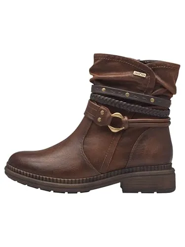 Jana Damen Stiefeletten ohne Absatz - Wasserabweisend & Vegan, Braun (Cognac), 40 EU - Wanderschuhe mit Tex-Funktion für Wasser- und Kälteabweisung, optimal für kalte Wintertage. 100% vegan und ideal für breite Füße – perfekt für Alltag und Büro!