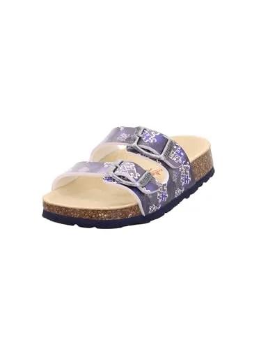 Superfit Jungen Fussbettpantoffel Hausschuh, Blau Grau 8060, 26 EU