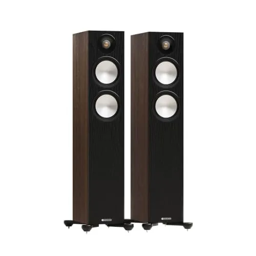Monitor Audio Bronze 300 7G Standlautsprecher, Dual 6-Zoll-Treiber, für Heimkino, 2-K-Audio, Gaming und Wohnzimmerunterhaltung, Walnuss (Paar)