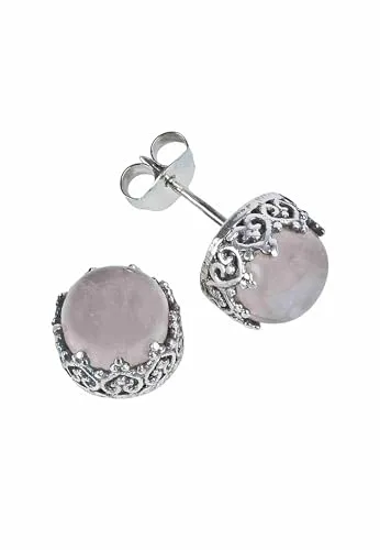 Ohrstecker 925 Silber Rosenquarz rosa Stein Edelstein Ohrringe echt Silber Damen Sterling Silber Stecker Geschenk (MOS-105-07)