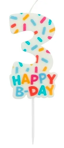 Folat 24113 Kuchen Kerze Cozy Sprinkles Ziffer/Zahl 3-7 cm Geburtstagskerzen für Geburtstag, Geburtstagsdeko, für Kinder Partys, Hochzeiten, Firmenfeiern, Jubiläen