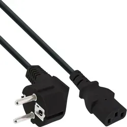Inline® Netzkabel, Schutzkontakt gewinkelt auf Kaltgerätestecker C13, 1,0m