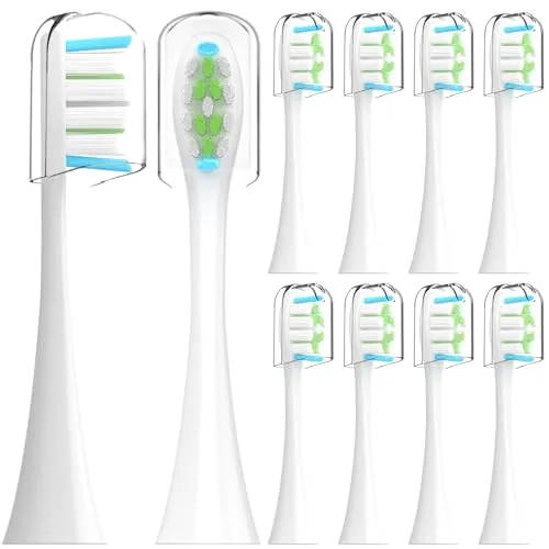 Stück Kompatibel mit Oclean Elektrische Zahnbürste Schallzahnbürste Ersatz Zahnbürste Köpfe, für Oclean Elektrischen Zahnbürsten, Mit Staubabdeckung (Weiß, M) 10