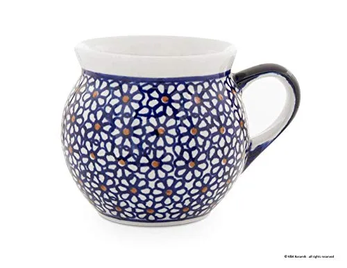 Bunzlauer Keramik Becher 220ml - Kugelbecher mit elegantem Dekor 120 - Becher aus hochwertiger Bunzlauer Keramik, handbemalt und spülmaschinengeeignet. Die besondere Form hält Getränke länger warm und vereint klassisches Handwerk mit modernem Design.