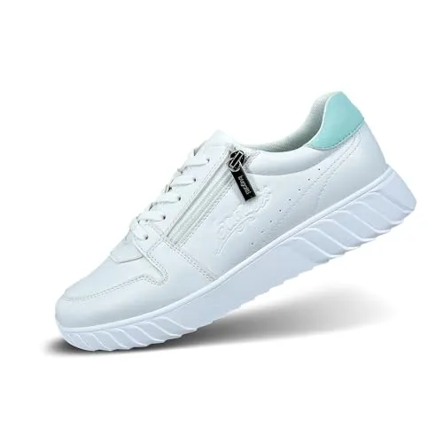 bugatti Sneaker 36 - Weiß-Grün - Stylische Sneaker in Größe 36 mit Reißverschluss und geschlossener Schuhspitze. Ideal für den täglichen Einsatz, gefertigt aus hochwertigem Synthetikmaterial für optimalen Komfort.