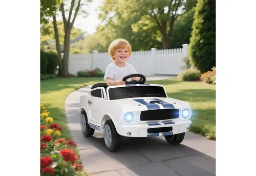 AIYAPLAY Kinder Elektroauto Ford Shelby GT 350 12V - Elektrofahrzeug für Kinder 3-6 Jahre mit 2 Motoren, 2,4 GHz Fernbedienung und unterhaltsamen Soundeffekten – für sicheren Fahrspaß und Musik auf langen Fahrten.