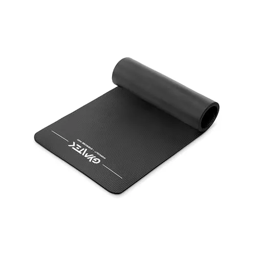 Gymtek Gymnastikmatte 1cm - 180x61cm - Trainingsmatte für Pilates, Yoga & Fitness - rutschfeste Yogamatte - Schwarz