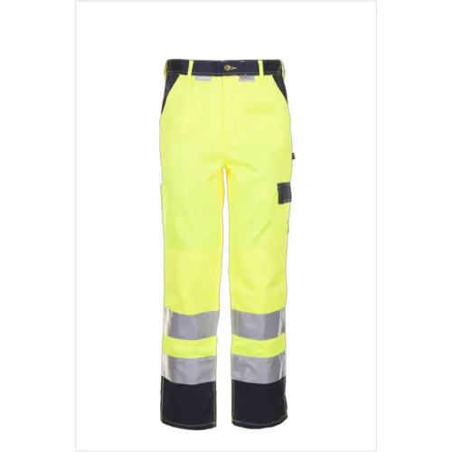 Planam Warnschutz Bundhose - Gelb/Marine - Gr. 52 - Arbeits- & Schutzkleidung mit Hightech-Reflexstreifen für optimale Sichtbarkeit bei Dunkelheit, ideal für sichere Arbeiten in gefährlichen Umgebungen.