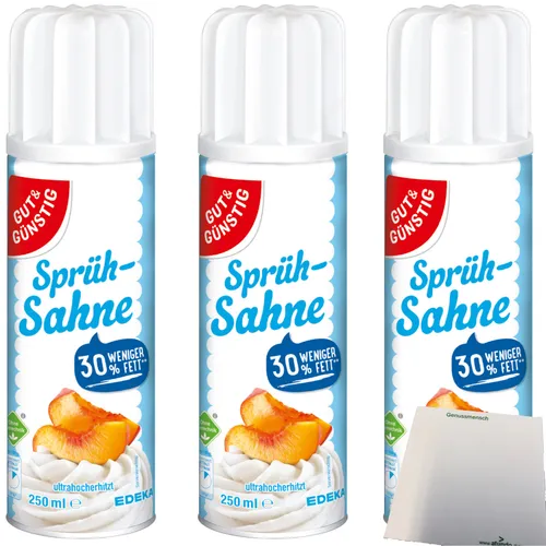 Gut&Günstig Sprühsahne leicht 21% Fett 3er Pack 3x250ml Dose usy Block