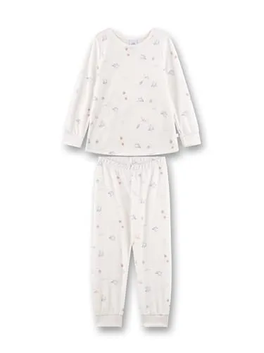 Sanetta Mädchen-Schlafanzug Off-White Birds aus Nicki - Bequemer Schlafanzug für Mädchen in off-white mit Vogel-Motiv. Hergestellt aus weichem Nicki für angenehmen Komfort. Pflegeleicht und formbeständig, ideal für erholsame Nächte.