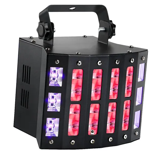 PURElight FX Mini Derby 1 - Licht-Effekt mit 9x3W RGB LEDs und 6 UV + Weiß LEDs, ideal für beeindruckende Lichtshows mit DMX-Steuerung und Musiksteuerung.