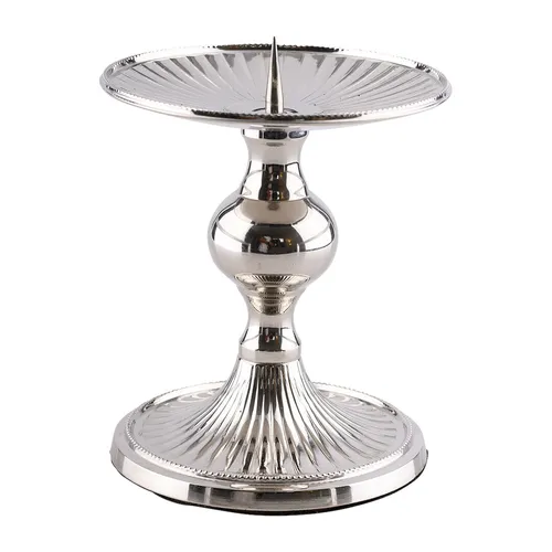 Scheibenleuchter Messing Vernickelt Höhe 15cm Kerzenleuchter Ø13cm Altarleuchter