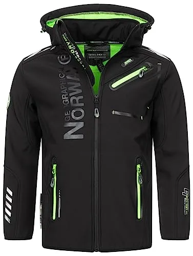 Produktbild Geographical Norway Herren Herbst Winter Jacke Softshell Jacke Outdoor Regen Übergangs, Farbe:Schwarz, Größe:XXL