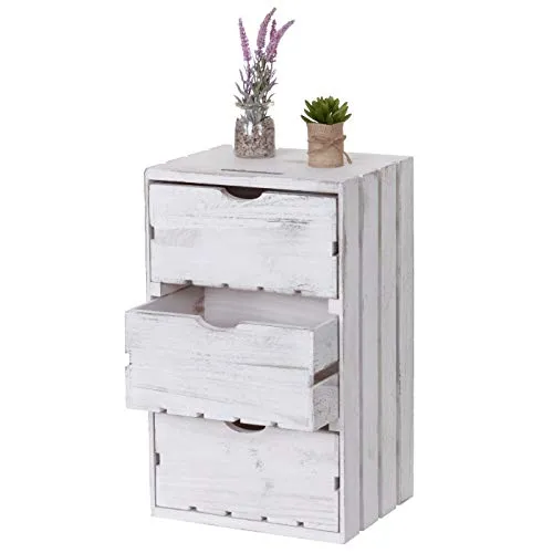Mendler Kommode HWC-C62, Schubladenkommode im Shabby-Look - Kommode & Sideboard im Vintage-Stil mit 3 Schubladen, ideal für zusätzlichen Stauraum und ein Blickfang in jedem Raum. Komplett montiert und aus hochwertigem Paulowniaholz gefertigt.