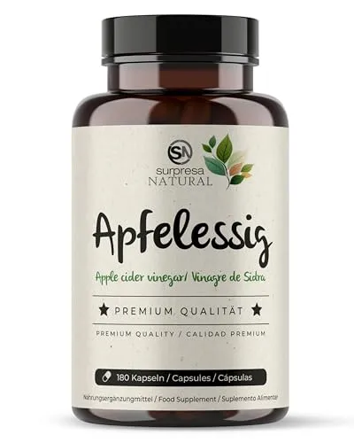 Surpresa Natural Apfelessig Kapseln 180 St - Nahrungsergänzungsmittel für eine gesunde Verdauung, 100% natürliche Inhaltsstoffe und einfach zu dosieren.