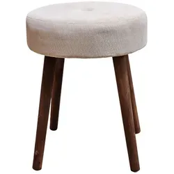 Sitzhocker Cord mit Holzbeinen – Beige, 35x45 cm in beige von Meinposten