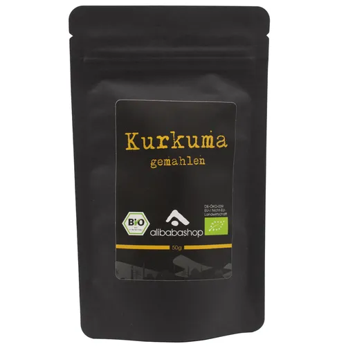 Alibabashop - Bio Kurkuma gemahlen - Kurkumapulver ohne Zusätze - 50 g
