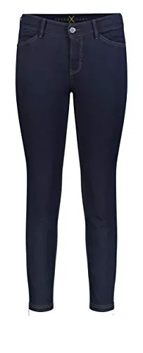 MAC JEANS Damen DREAM CHIC Jeans, Blau (Dark Rinsewash D801), 44W / 27L - Stylische Jeans mit angeschnittenen Tascheneingriffen und dezentem Reißverschluss am Saum – perfekt für einen modischen Look.