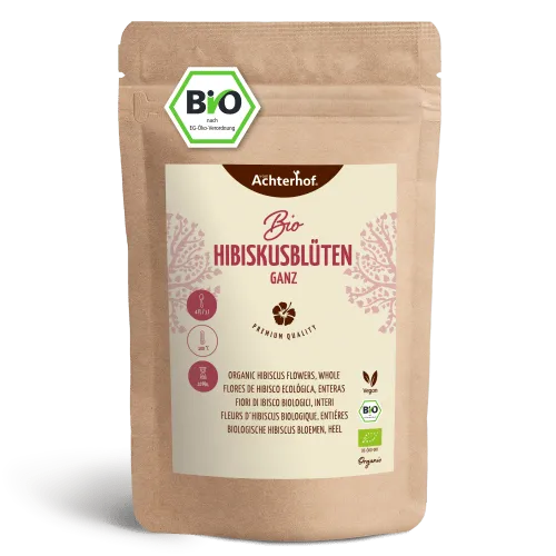 Hibiskusblüten Bio ganz getrocknet 1000g - Fruchtig-säuerlicher Genuss - Tees - Bio-Qualität mit leicht säuerlichem und süß-aromatischem Geschmack, ideal für erfrischende Getränke, Desserts und kreative Salate.