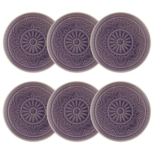BUTLERS Teller Ø21cm 6er Teller Set SUMATRA Steinzeug Geschirr | Kuchenteller Frühstücksteller Speiseteller Essteller | Exotisch & gemustert | Mikrowellen- & spülmaschinenfest