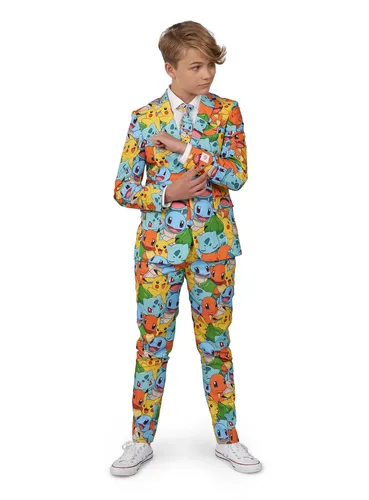 Teen Pokémon Kostüm Anzug - Knallbunter Pikachu Anzug für Karneval - Jungenkostüme in Größe 134-140, aus 100% Polyester, ideal für unvergessliche Karnevalsfeiern mit dem beliebten Pokémon Pikachu.