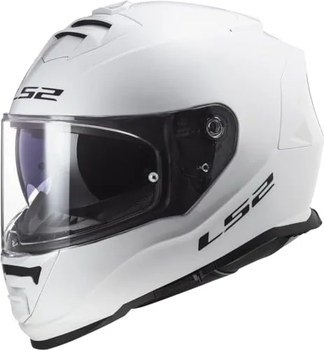 LS2 FF800 STORM II Integral-Motorradhelm - Weiß, M - Motorradhelme mit 3D-Panorama-Visier, integriertem Sonnenschutz und hoher Schlagfestigkeit dank KPA-Polycarbonat. Ideal für Sicherheit und Komfort auf der Straße.