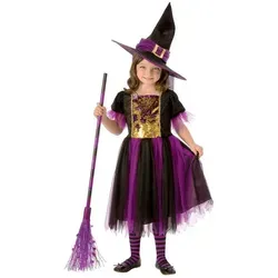 Metamorph Hexen-Kostüm Hexenkostüm für Mädchen - Halloween Kostüm Kinder, Schönes Hexenkleid mit farbwechselnder Vorderseite lila 116
