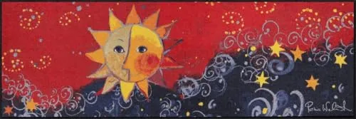 Salonloewe Rosina Wachtmeister Fußmatte Sole Nuovo 60 x 180 cm Katzen bunt witzig Eingangs-Matte Fußabtreter waschbar