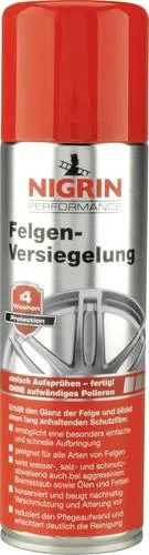Nigrin 72977 Felgenversiegelung 300ml - Reifen- & Räderreinigung: Schützt Felgen effektiv vor Schmutz und Bremsstaub, einfach aufsprühen für langanhaltenden Glanz und Schutz ohne Nacharbeiten.