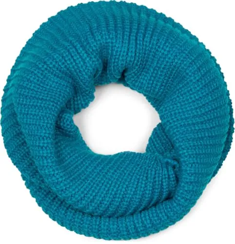 styleBREAKER Unisex Feinstrick Loop Schal einfarbig | Weicher elastischer Winter Schlauchschal in Feinripp Optik | Warmer Strick Loop für Damen und Herren, Petrol