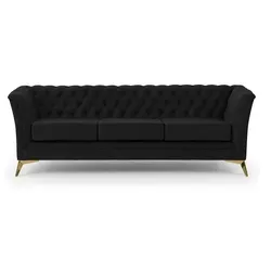 S-STYLE Chesterfield Einzelsofa Wilhelm – Schwarz, 237 cm in schwarz von S-STYLE