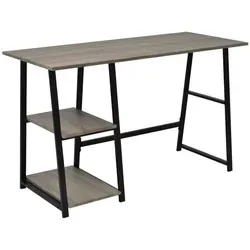 vidaXL Schreibtisch mit 2 Regalen - Grau und Eiche - Kinderschreibtisch aus hochwertigem MDF mit stabilem Metallrahmen, ideal für das Home Office oder das Kinderzimmer. Praktische Regale bieten zusätzlichen Stauraum für Bücher und Zubehör.