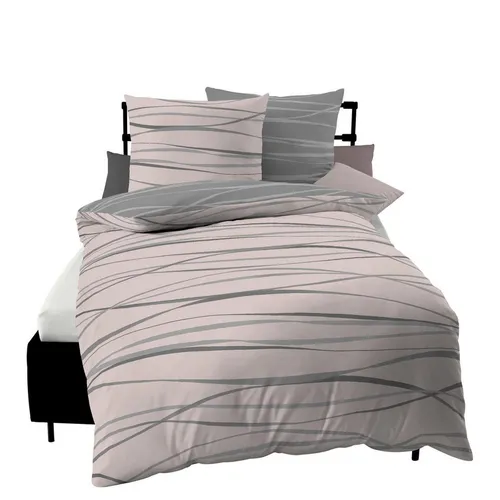 Kaeppel Wendebettwäsche Motion, Mako-Satin, 2-teilig - Bettwäsche in rosa mit feinen Wellenlinien, aus hochwertigem Mako-Satin, pflegeleicht und OEKO-TEX® zertifiziert für ein gesundes Schlafklima.