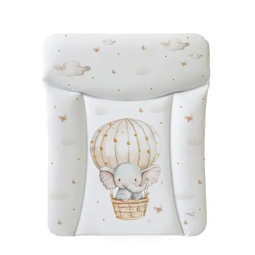 Ceba Baby® weiche Wickelauflage 50x70 cm - Baby Wickelunterlage - Wickeltischauflage für Junge und Mädchen - Wasserdicht, abwaschbar - OEKO-TEX® Standard 100 - Made in EU - Elefant im Ballon