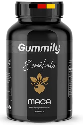 Maca-Kapseln 90 Stück - Hochdosiert - Maca - Ashwagandha - Ginseng - Tribulus - Shilajit - Shatavari - Schwarzer Pfeffer - Vegan - Gummily